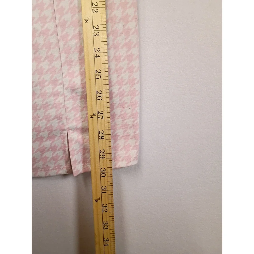 Coquette Preppy btween Girls Size 12 Pink Houndstooth Cami Dress Front Slit